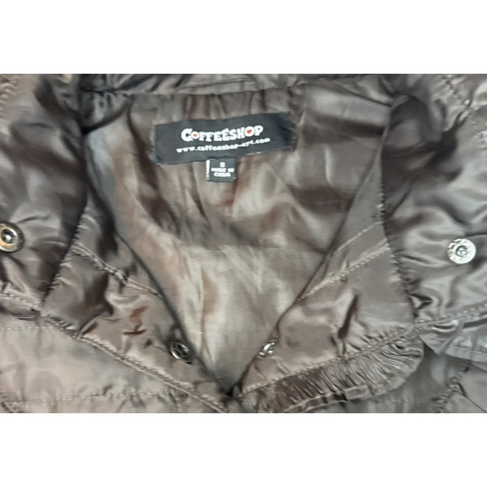 Coffee Shop NY Vest Quilted Women's Size Small Brown Ruffles Coquette Girl - Picture 8 of 14